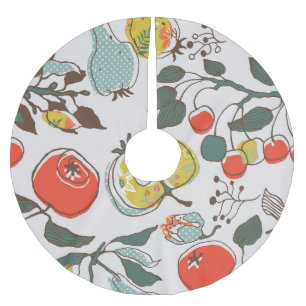 Sortierte Früchte, farbenfrohe, nahtlose Muster. Polyester Weihnachtsbaumdecke