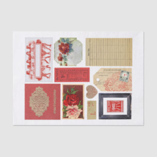 Sortierte Sammlung von roten Ephemera Fussy Cuts Seidenpapier
