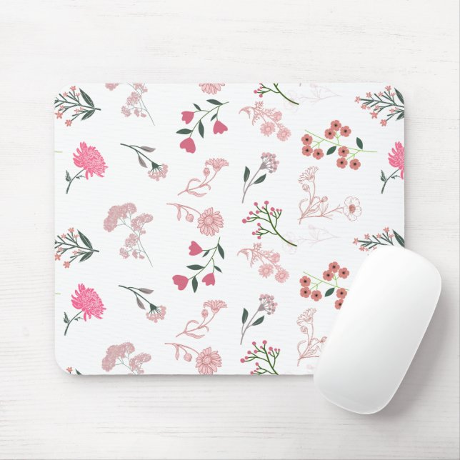 Sortierte zarte Blume in Musterdruck Mousepad (Mit Mouse)