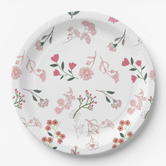 Sortierte zarte Blume in Musterdruck Pappteller
