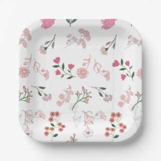 Sortierte zarte Blume in Musterdruck Pappteller