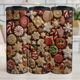 Sortiertes Weihnachtsplätzchen-Muster Thermosbecher
