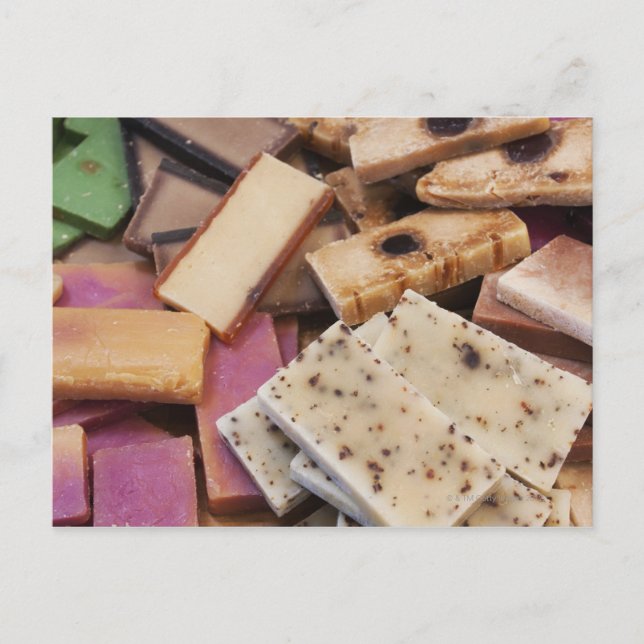Sortiment an Bio handgefertigten Seifen Postkarte (Vorderseite)
