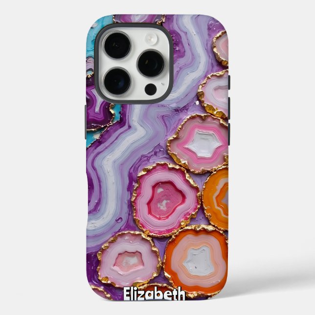 Sortiment an vergoldeten Agate-Scheiben Case-Mate iPhone Hülle (Rückseite)