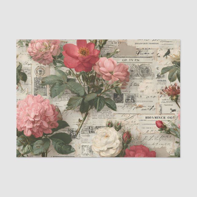 Sortiment aus roten und rosa Blumen Seidenpapier (Vorderseite)