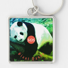 SOS Giant Panda Porte-clés carré Premium - Grand Schlüsselanhänger