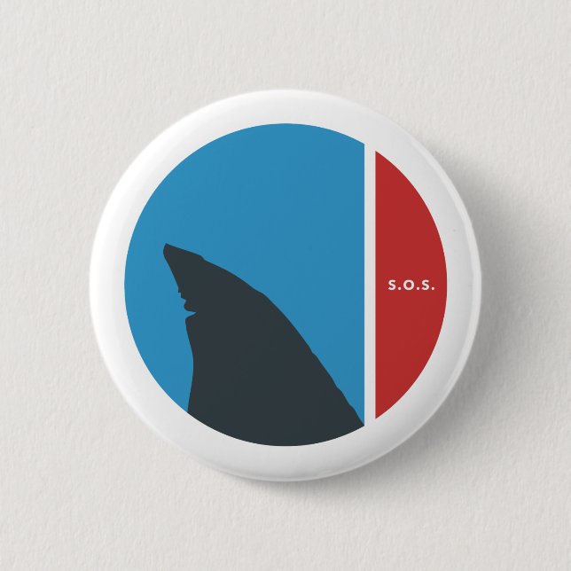 SOS rettete unsere Meere rettete unsere Haie Kreis Button (Vorderseite)