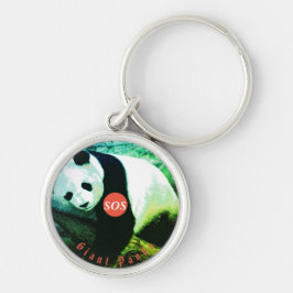 SOS Riesiger Panda Premium-Rundschlüsselanhänger Schlüsselanhänger