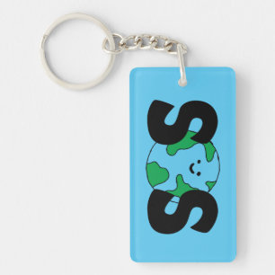 SOS World Ecofriendly Icon Happy Earth Clipart Öko Schlüsselanhänger