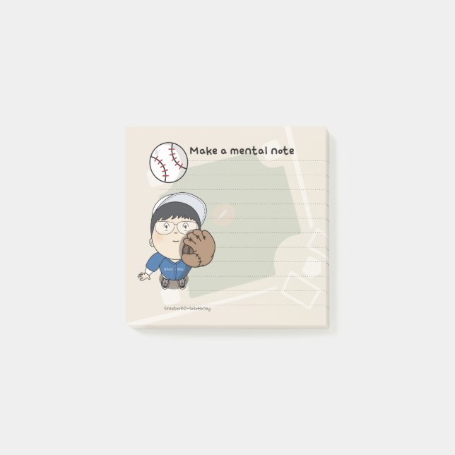 SosoHoney-Baseball Post-it Klebezettel (Vorderseite)