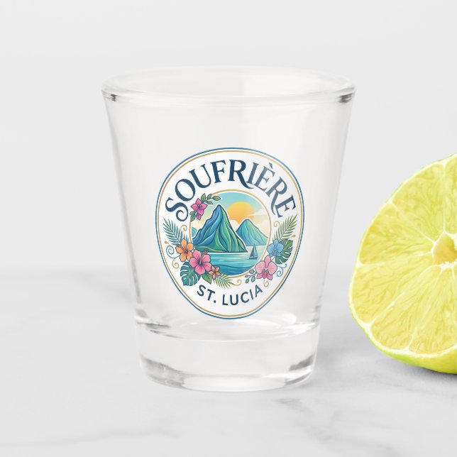 Soufrière Saint Lucia Schnapsglas (Vorderseite)