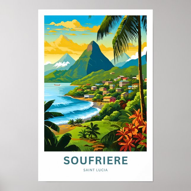 Soufriere Saint Lucia Travel Print Poster (Vorne)