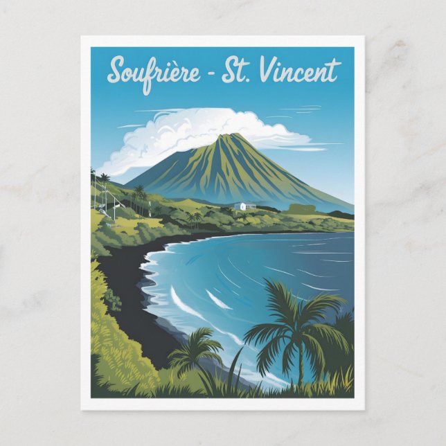 Soufrière Saint Vincent Vintag Postkarte (Vorderseite)
