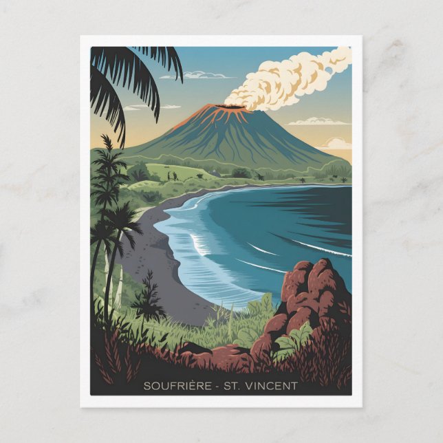 Soufrière Saint Vincent Vintag Postkarte (Vorderseite)