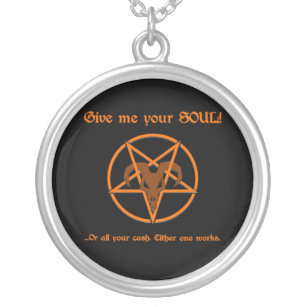 Soul-Bargeld-Pentagramm-satanische dunkle Versilberte Kette
