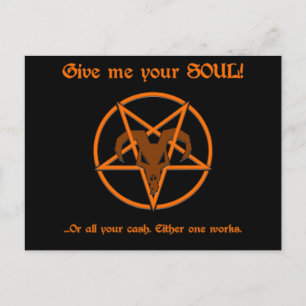 Soul Cash Pentagramm Satanic Dark Spaß Ziege Postkarte