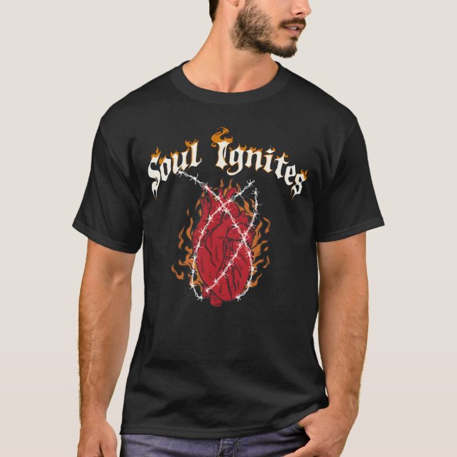 Soul Ignites Fire Heart Rock gift T-Shirt (Vorderseite)