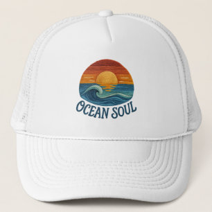 Soul im Ozean, Sonnenuntergang bestickt Truckerkappe