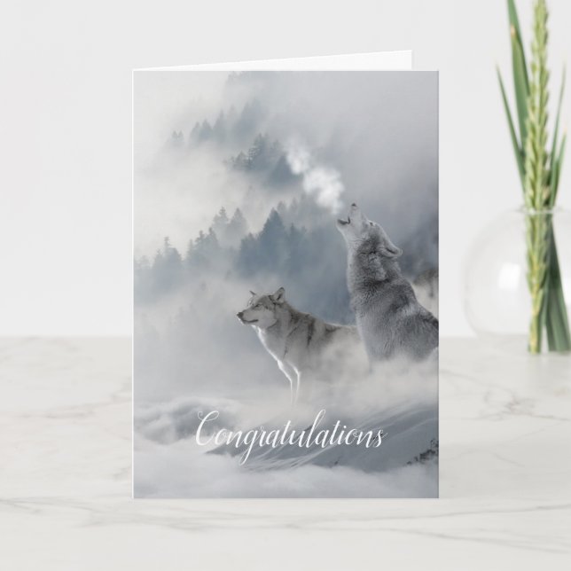 Soul Mate Wolves Hochzeitkarte Vertikal Karte (Vorderseite)