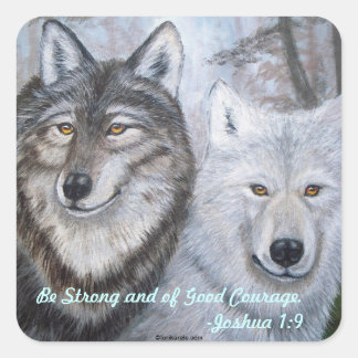 Soul Mates Wolves von Lori Karels Quadratischer Aufkleber