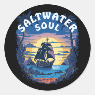 Soul Salzwasser - Altes Galleon Runder Aufkleber