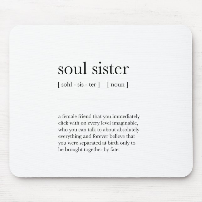 Soul Schwester Definition Bedeutung Wörterbuch Art Mousepad (Vorne)