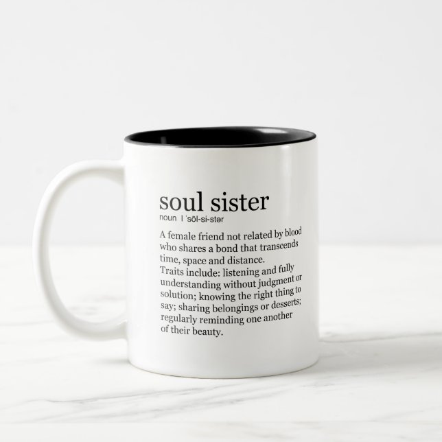 Soul-Schwester-Geschenke Zweifarbige Tasse (Links)