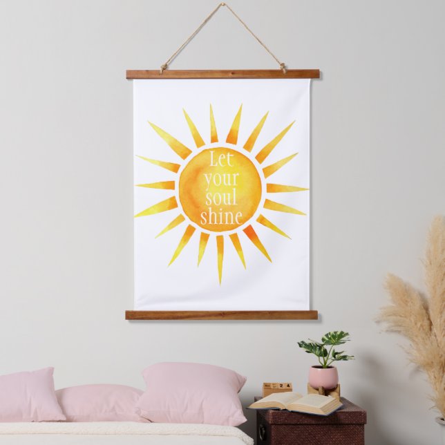 Soul Shine Inspiriere Wasserfarbe Wandteppich Mit Holzrahmen (Schlafzimmer)