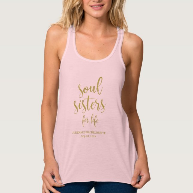 Soul Sisters for Life Glitzer Bachelorette Tank Top (Vorderseite)