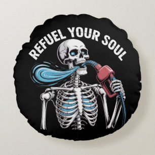 Soul Skelettkunst beleben Rundes Kissen