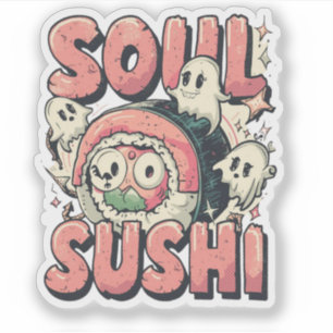Soul Sushi Funny Halloween Sushi Pun Aufkleber