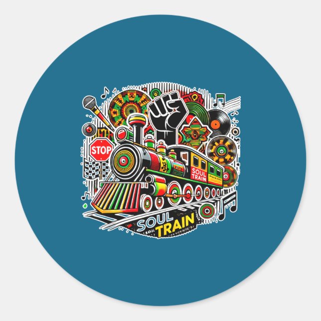Soul Train African American Melanin Africa Black H Runder Aufkleber (Vorderseite)