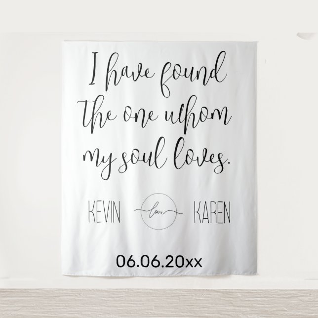 Soulful Union Customizable Wedding Backdrop Wandteppich (Vorderseite)