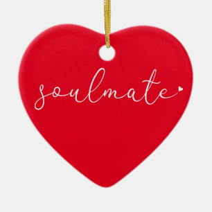 Soulmate Definition Chic Script-Liebe Heart Red Keramik Ornament