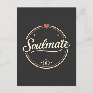 Soulmate Retro-Liebe Minimal (Dunkel) Paar-Matchin Postkarte