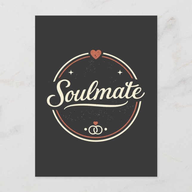 Soulmate Retro-Liebe Minimal (Dunkel) Paar-Matchin Postkarte (Vorderseite)