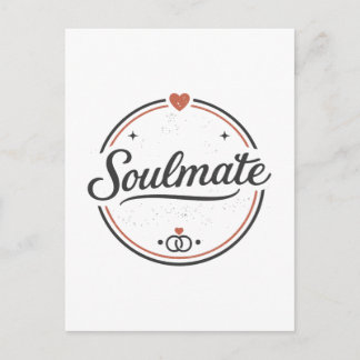 Soulmate Retro Liebe Minimal(Light) Paar Matching Postkarte