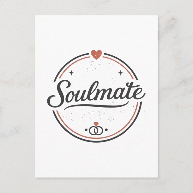 Soulmate Retro-Liebe Minimal(Light) Paar-Matching Postkarte (Vorderseite)