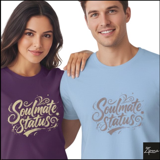 Soulmate Status Brush Script Grunge Art T-Shirt (Sample design. Several style are available to choose from, with the option to add a name & color.
)