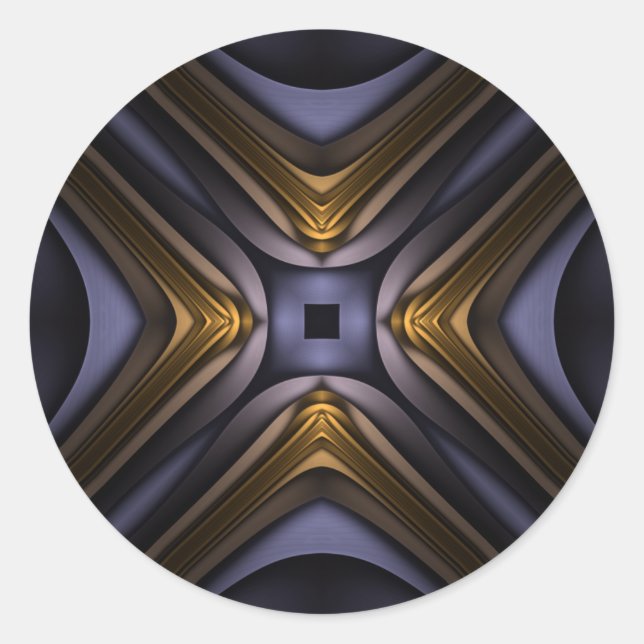 Souls Essenz Blau und Gold Abstrakt Runder Aufkleber (Vorderseite)