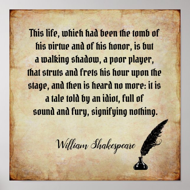 Sound and Fury - Shakespeare-Zitat Poster (Vorne)