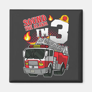 Sound Der Alarm Ich bin 3 Firefighter Square Magnet