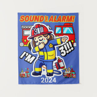 Sound Der Alarm Im 3-Dabbing Feuerwehrmann Geburts Wandteppich