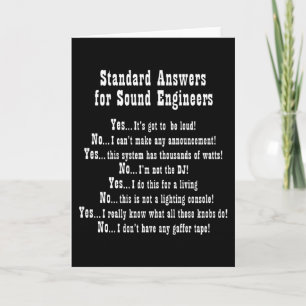 SOUND ENGINEER ANSWERTEN Sound Typ Audio Engineeri Karte