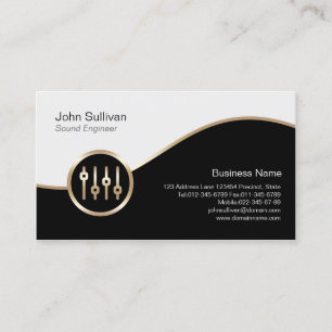 Sound Engineer Business Card Gold Volume Sliders Visitenkarte