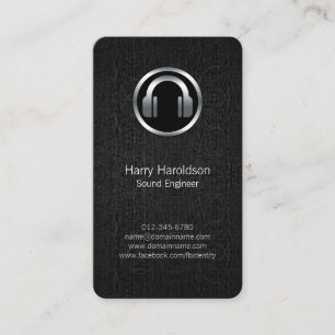 Sound Engineer Headphones BlackGrunge BusinessCard Visitenkarte