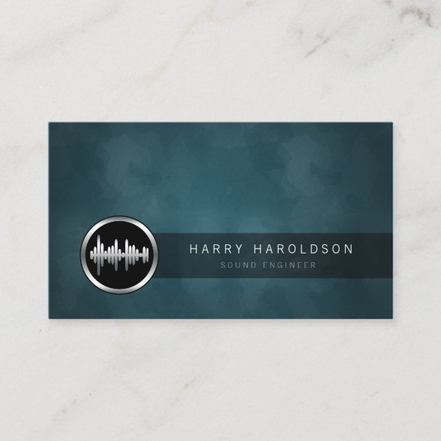 Sound Engineer Sound Wave IconGrunge Business Card Visitenkarte (Vorderseite)