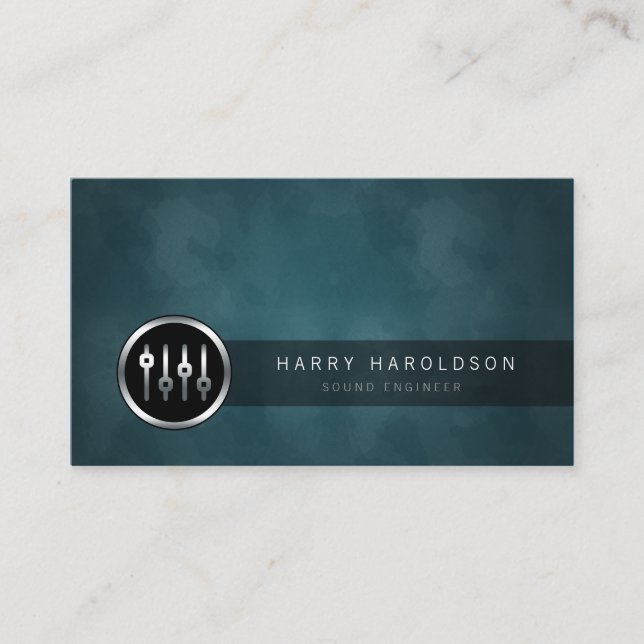 Sound Engineer Volume Sliders Grunge Business Card Visitenkarte (Vorderseite)