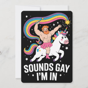Sound Gay ich bin in Man trage Rock Unicorn LGBTQ Einladung
