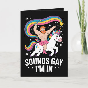 Sound Gay ich bin in Man trage Rock Unicorn LGBTQ Karte
